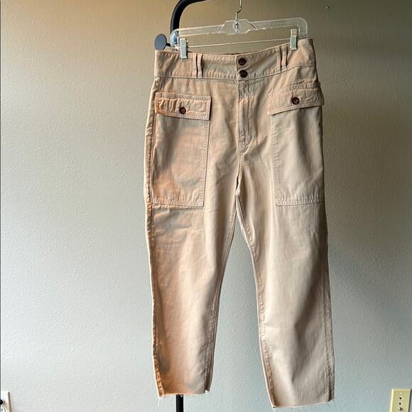 NWOT. Veronica Beard Blake Raw Edge 100% Cotten Utility Pants - Picture 2 of 8